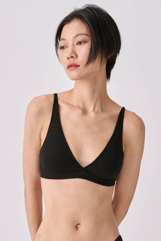 コットンソフトトライアングルブラ｜ブラック