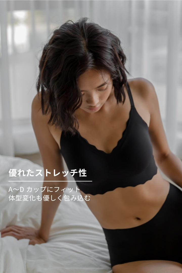 無痕・超薄Vネックゼロフィット｜ブラック