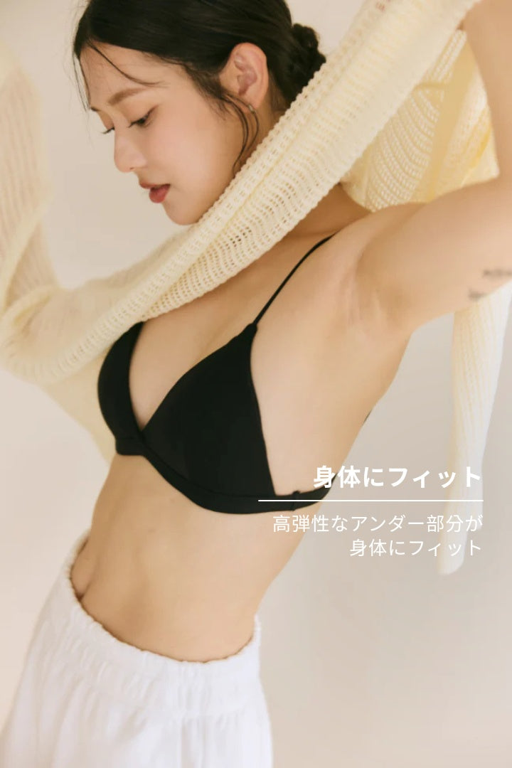 柔韌・ ホックレスビキニブラ｜ブラック