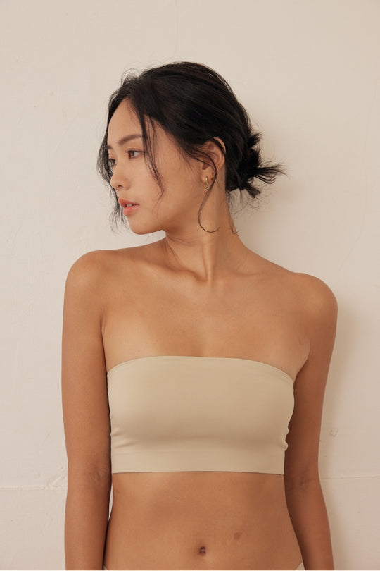 柔亮・ノンパッドチューブブラ(胸パッド付き)｜アイボリー