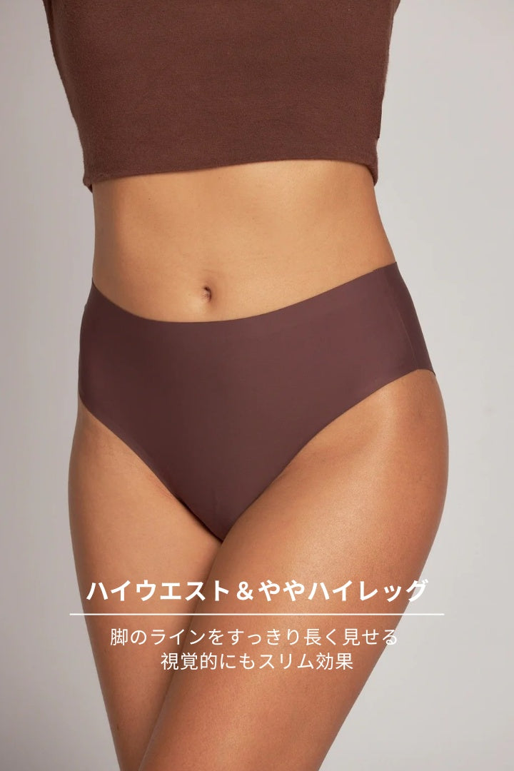 柔亮・シェイプハイウエストハーフヒップショーツ｜ブラウン