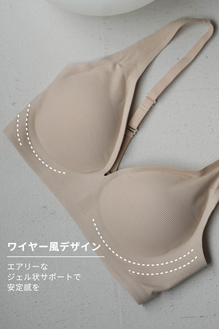 柔韌・スフレVネック美胸ブラ｜ブラック