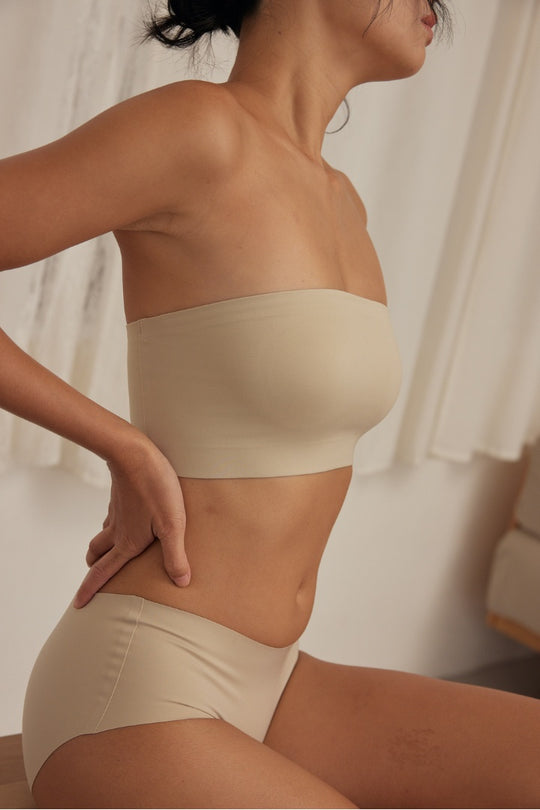 柔亮・ノンパッドチューブブラ(胸パッド付き)｜アイボリー