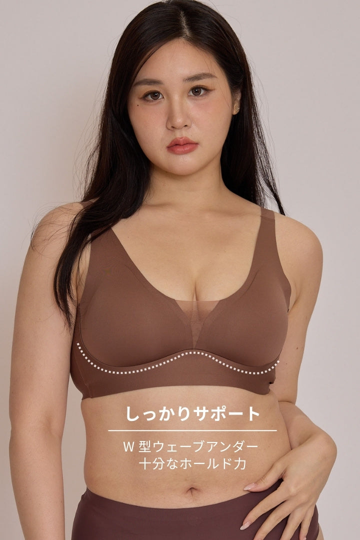 柔亮・シアーレイヤ 3/4 cup ブラ｜ブラウン