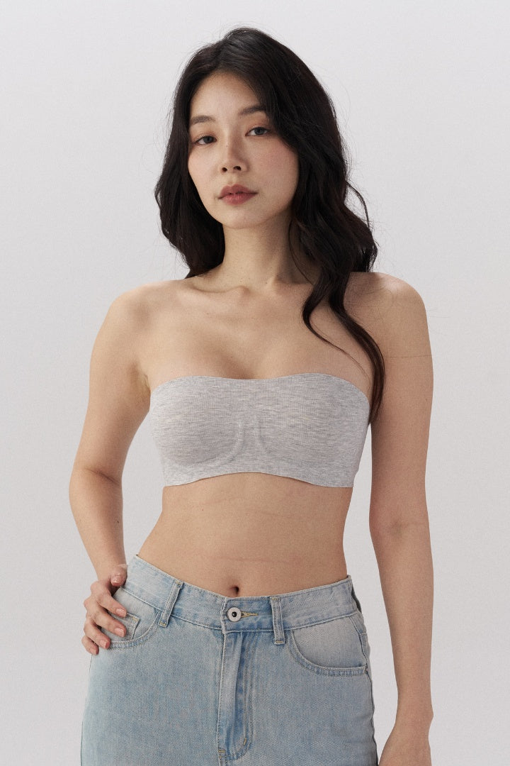 柔韌・スフレパッドなしベアトップブラ｜アイボリー