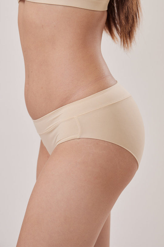 通気性ワイドウエストショーツ3枚組｜サンド・ダフィー・アプリコット