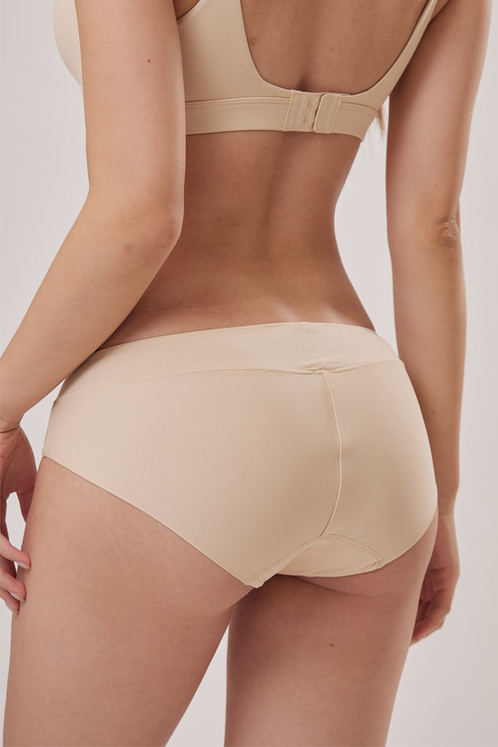 通気性ワイドウエストショーツ3枚組｜サンド・ダフィー・アプリコット