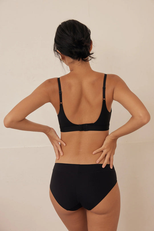 バタフライホール3/4カップブラ 上下セット｜ブラック