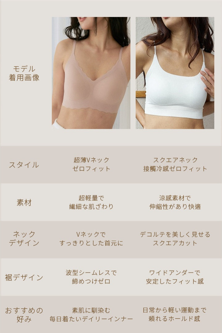 無痕・超薄Vネックゼロフィット｜ブラック