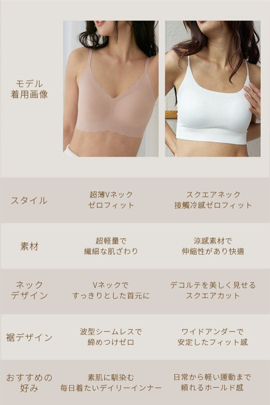 無痕・超薄Vネックゼロフィット｜ブラック