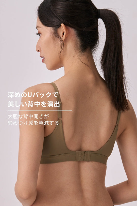 柔韌・マットグロウノットフロント 3/4 カップブラ｜オリーブグリーン