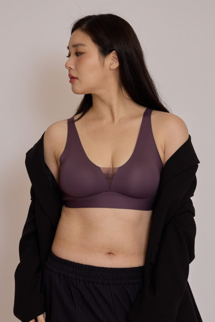柔亮・シアーレイヤ 3/4 cup ブラ｜パープル