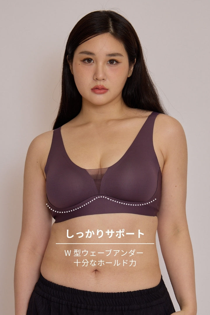 柔亮・シアーレイヤ 3/4 cup ブラ｜パープル