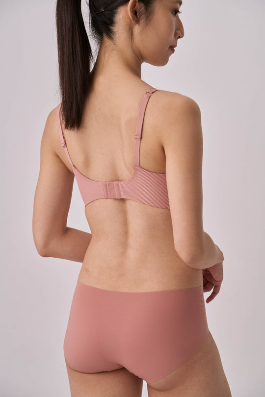 柔亮・リブソフトブラ｜コーラルピンク