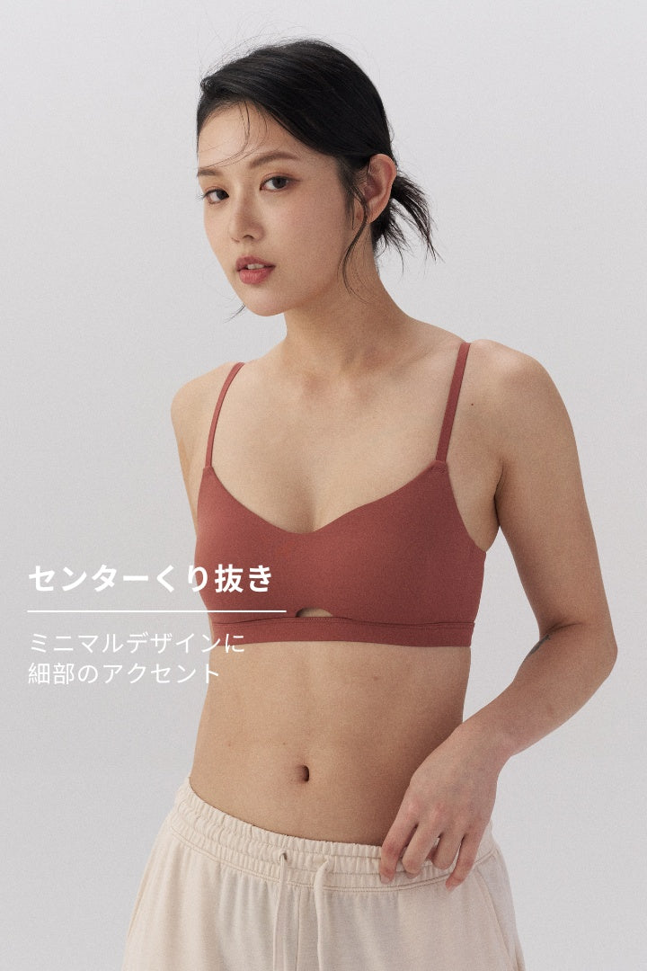 柔亮・カットアウト 3/4 cup ブラ｜アンバーオレンジ