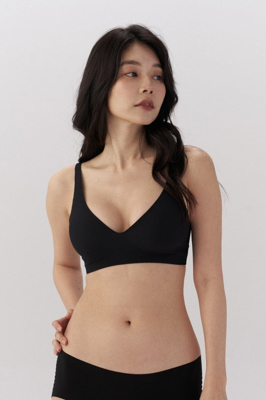 柔亮・リブソフトブラ｜ブラック