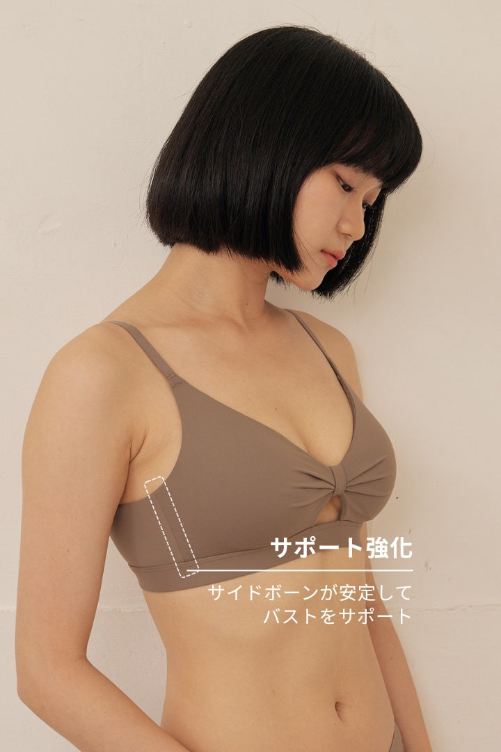 柔韌・マットグロウノットフロント 3/4 カップブラ｜フォーン