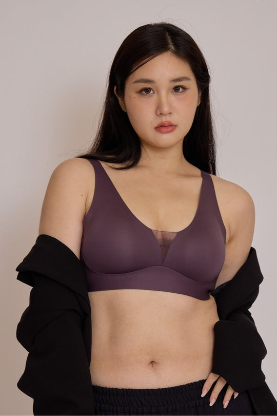 柔亮・シアーレイヤ 3/4 cup ブラ｜パープル