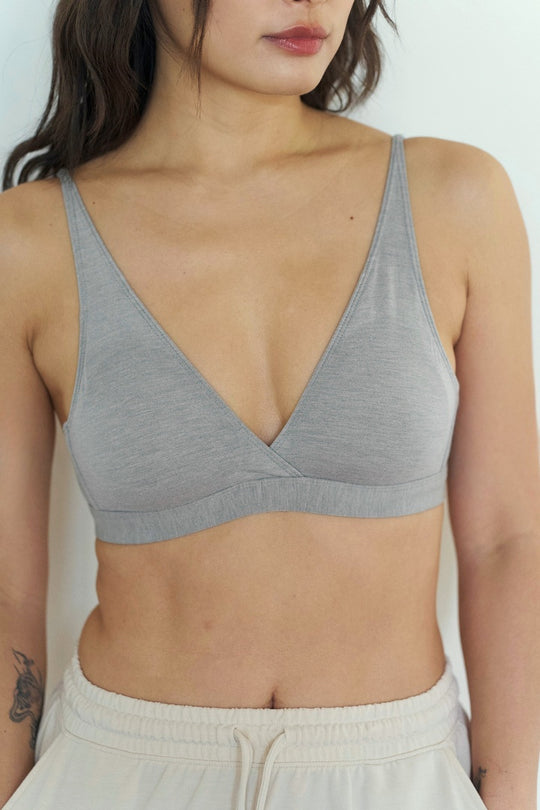 柔韌・コットン天竺ブラ｜セサミグレー