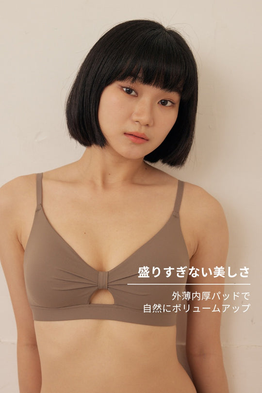 柔韌・マットグロウノットフロント 3/4 カップブラ｜フォーン