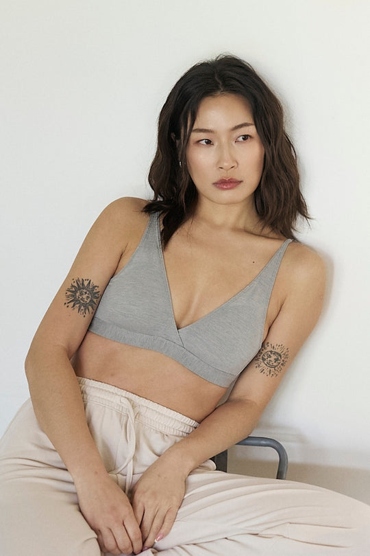 柔韌・コットン天竺ブラ｜セサミグレー