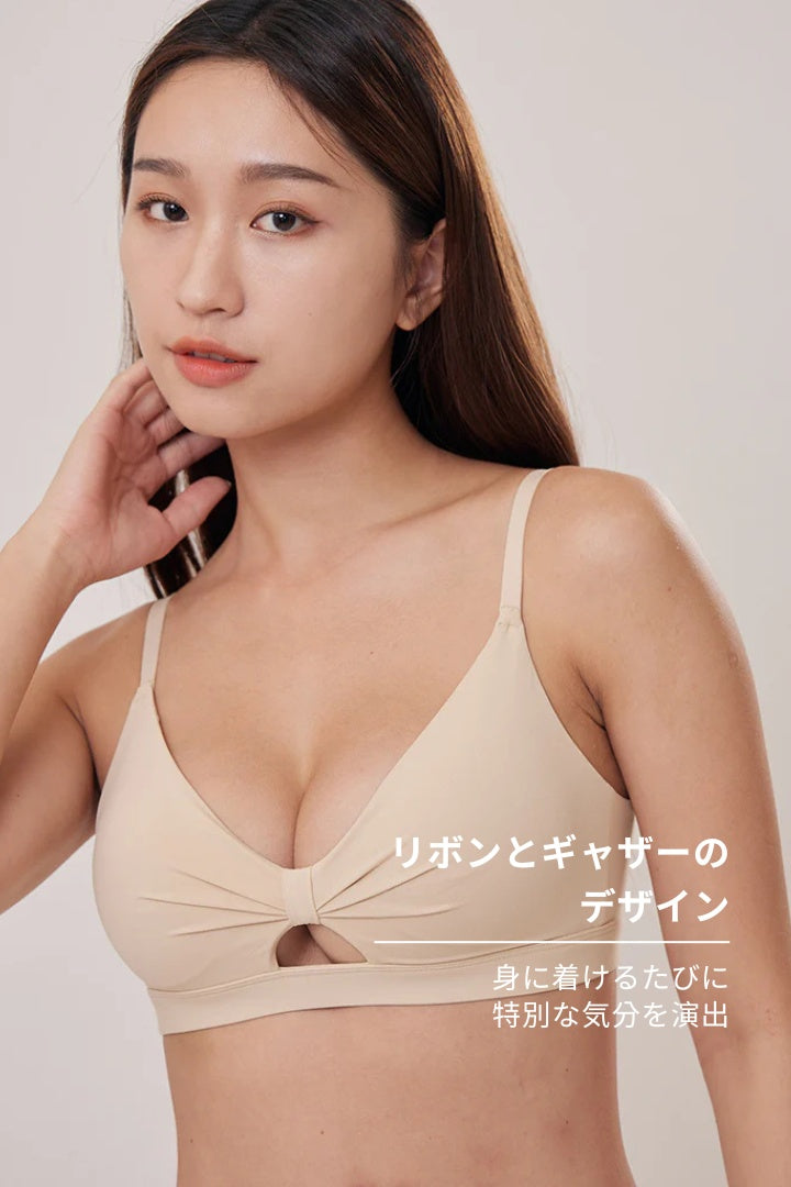 柔韌・マットグロウノットフロント 3/4 カップブラ｜ライトベージュ