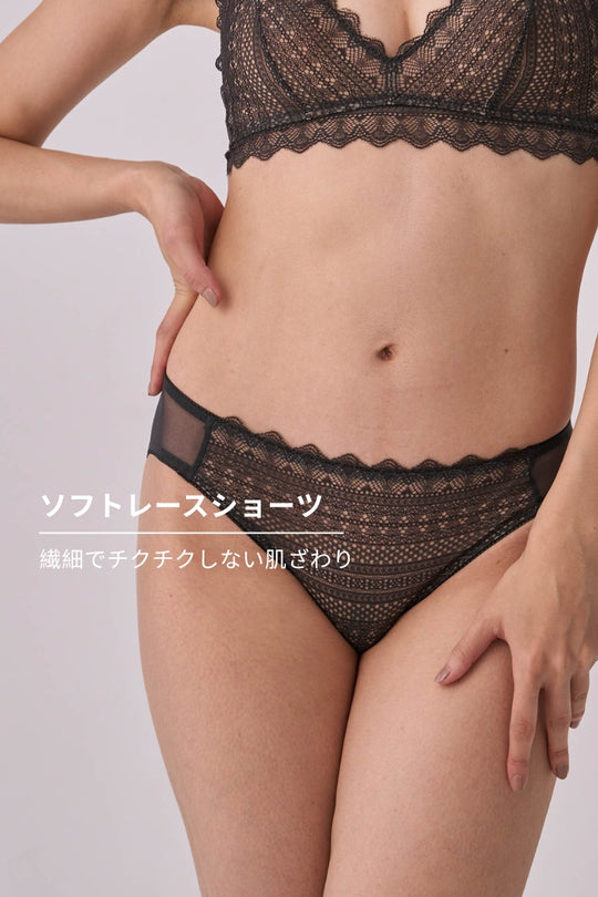 柔絲・シアーレースショーツ｜グレーベージュ