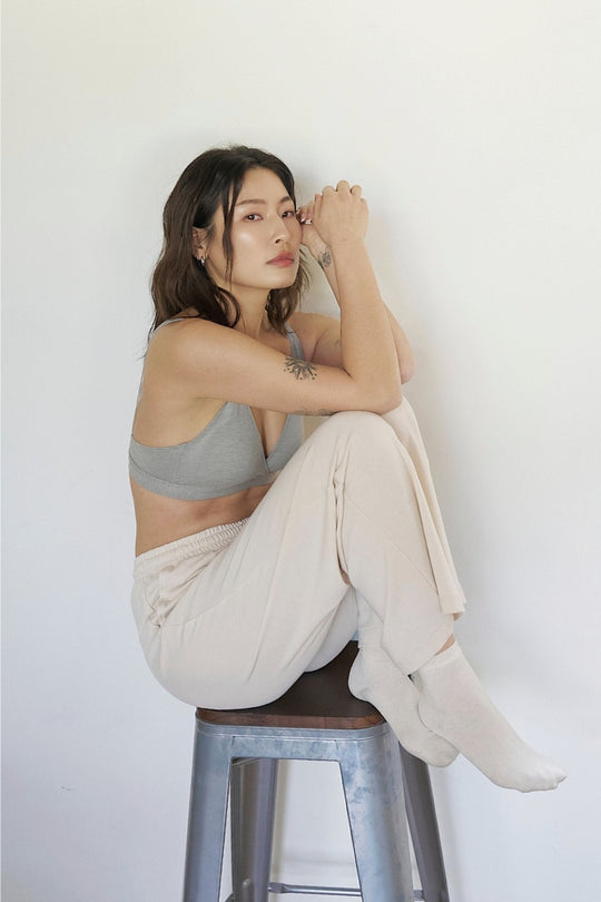 柔韌・コットン天竺ブラ｜セサミグレー