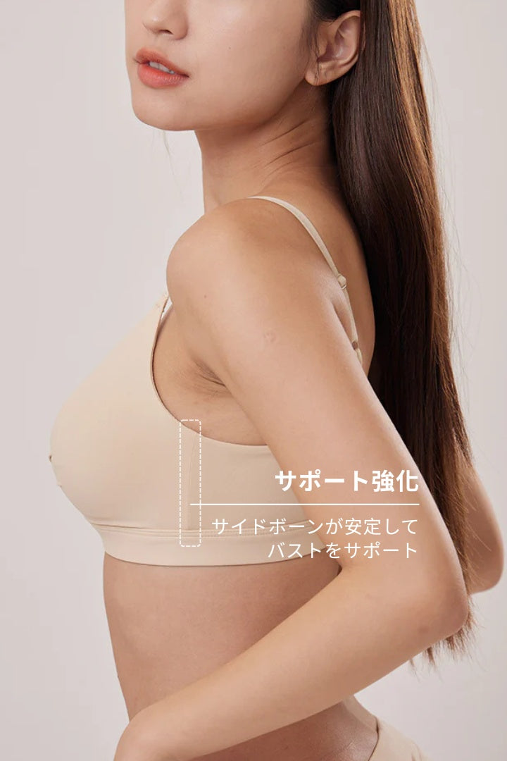 柔韌・マットグロウノットフロント 3/4 カップブラ｜ライトベージュ