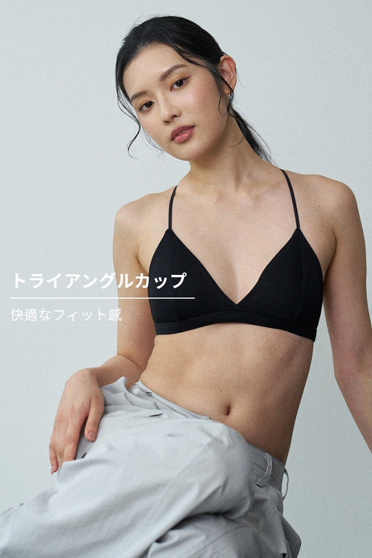柔韌・ノンバックフックTバックブラ｜ブラック