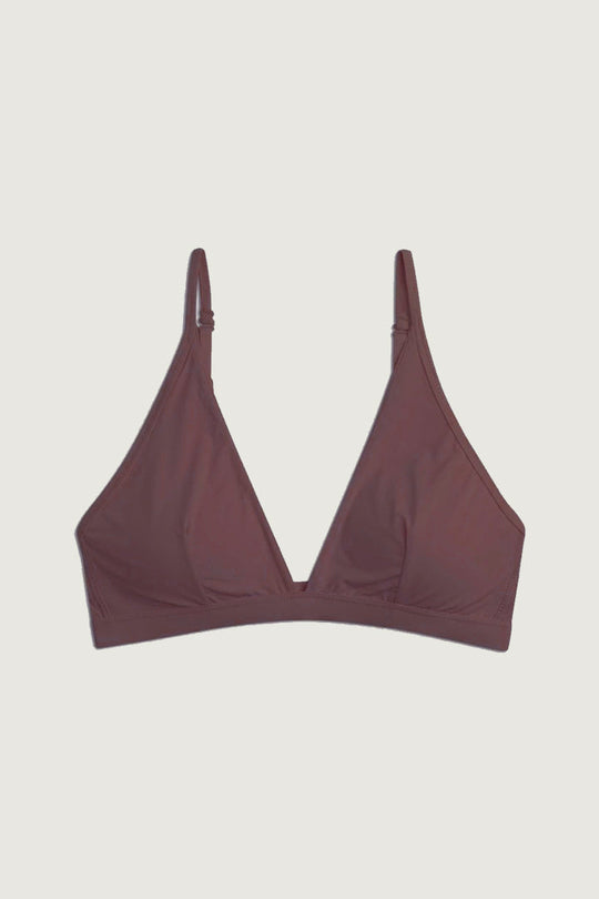 Vネックトライアングルブラ 上下セット｜ワインレッド